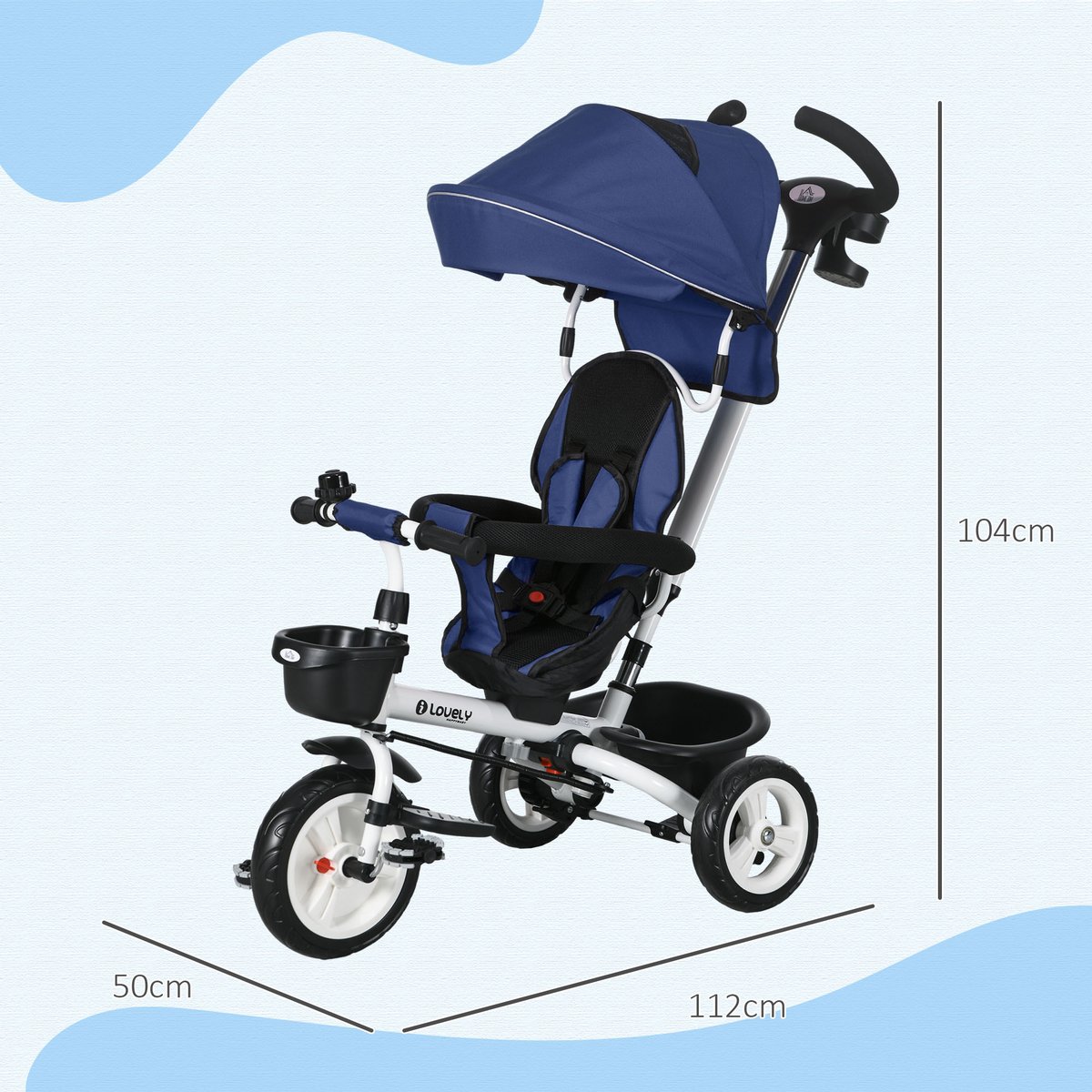 Tricycle pour enfants PP Rose bleu, HOMCOM