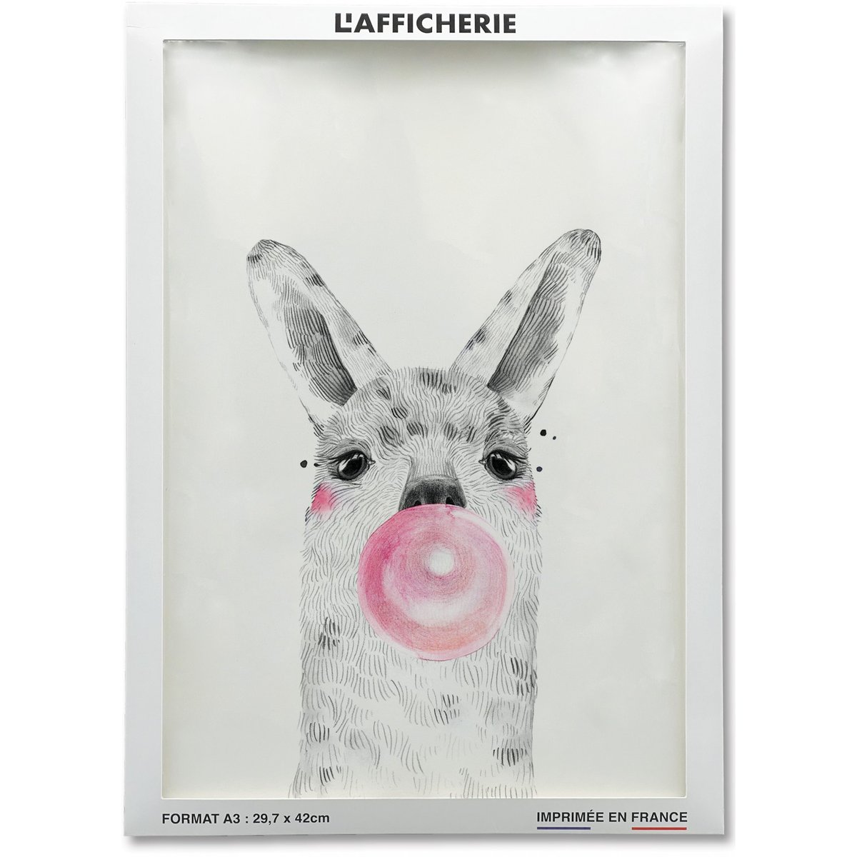 Affiche Bulle d'Alpaga Rose blanc, L'AFFICHERIE