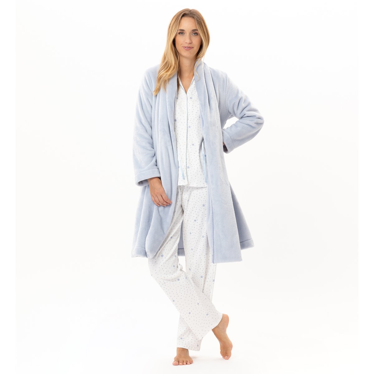 Veste en peluche flanelle ESSENTIEL H55B bleu, LE CHAT