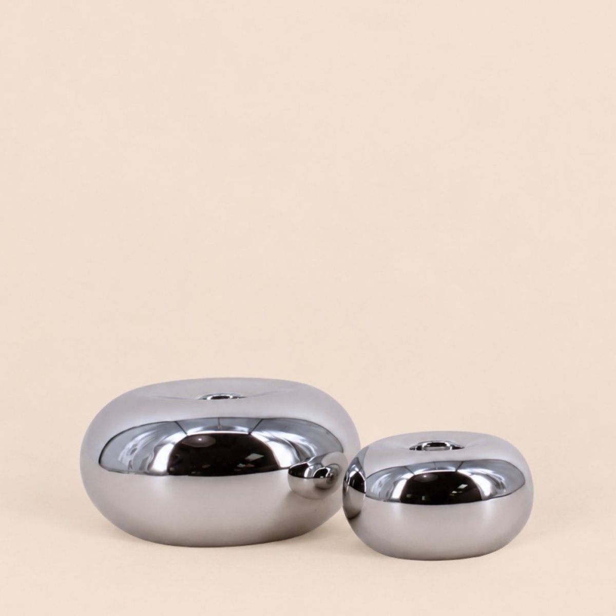 Set de 2 bougeoirs en céramique gris, ORNAMI