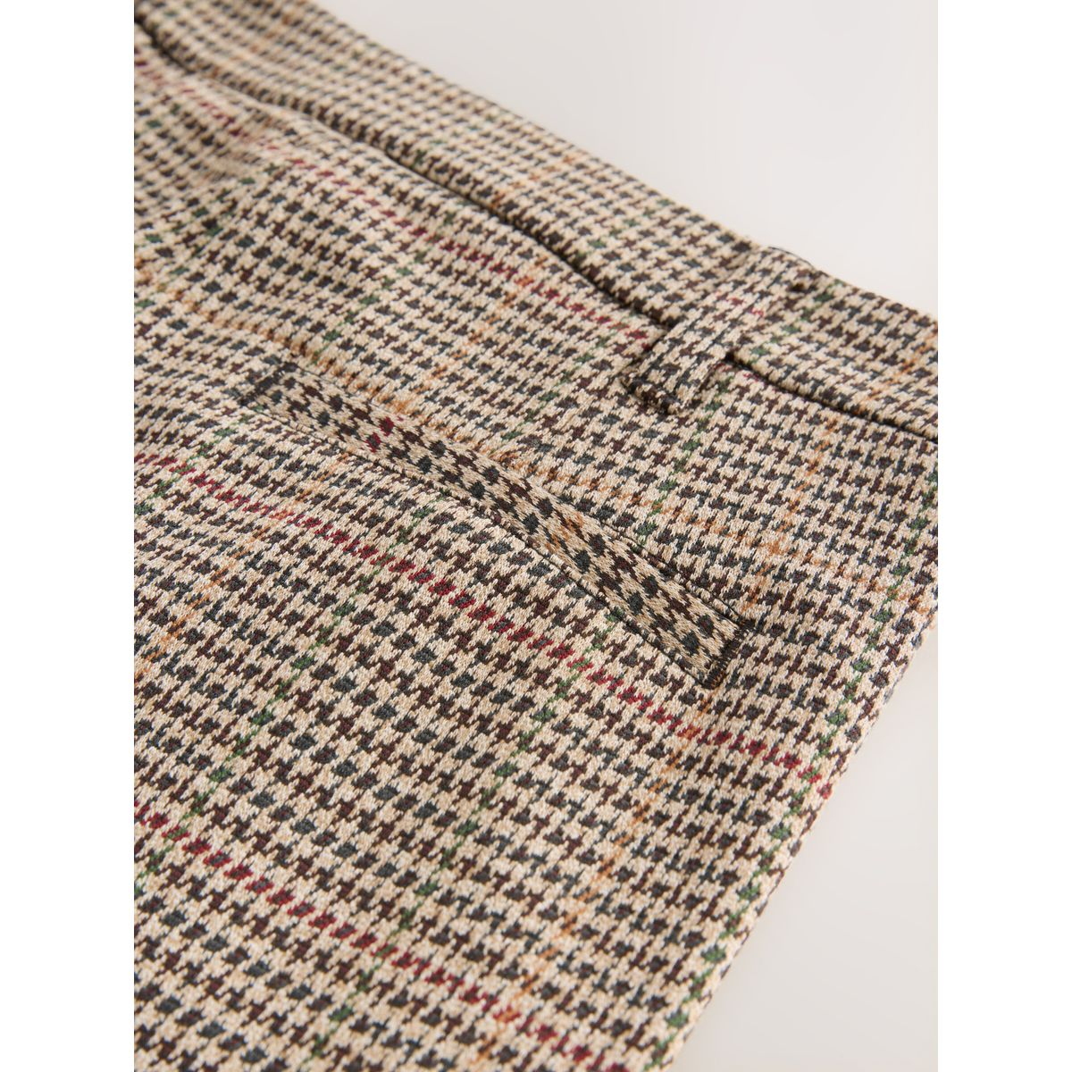 Pantalon évasé en maille point de rome marron à carreaux, NEXT
