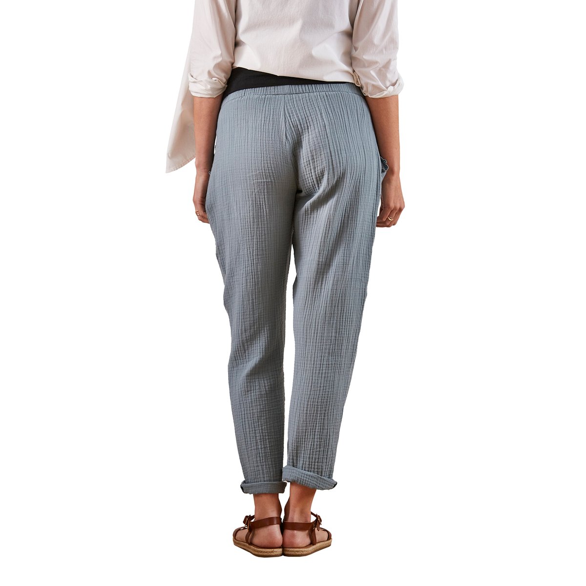 Pantalon de grossesse en gaze de coton vert, VERTBAUDET