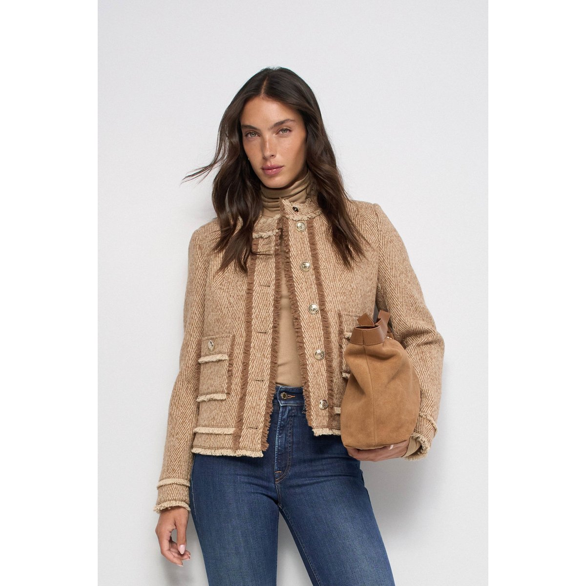 VESTE EN TWEED AVEC LAINE marron, SALSA JEANS