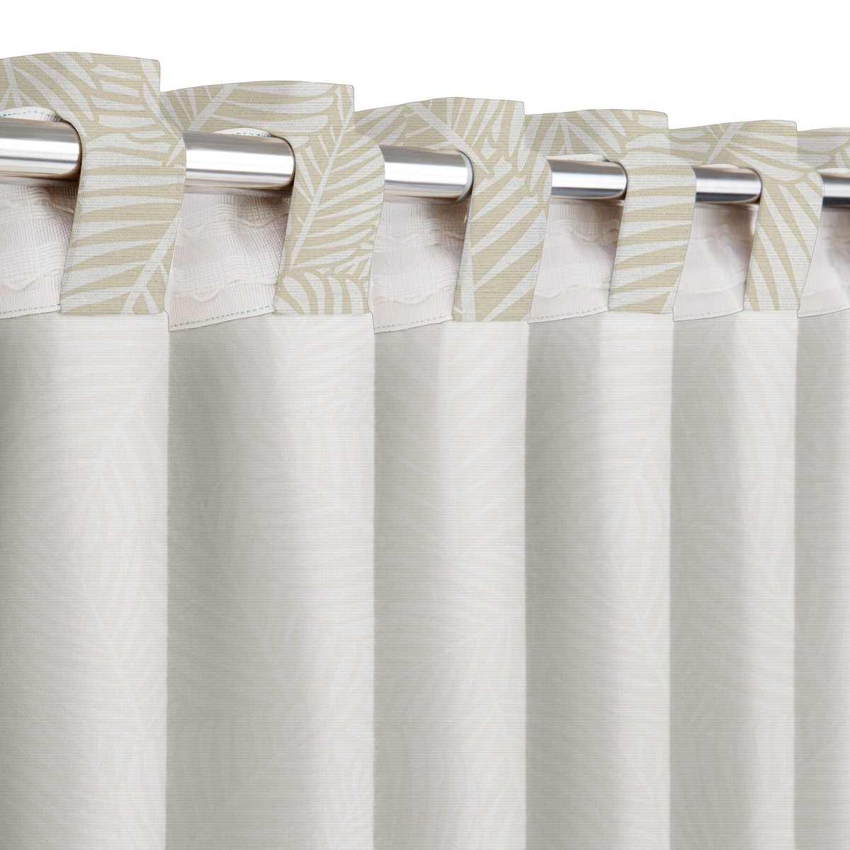 Rideau à ruflette en polyester et coton, LIHAM beige, INSPIRE