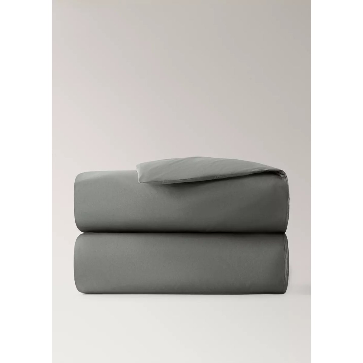 Housse de couette percale de coton 500 fils lit 200 cm gris, MANGO HOME