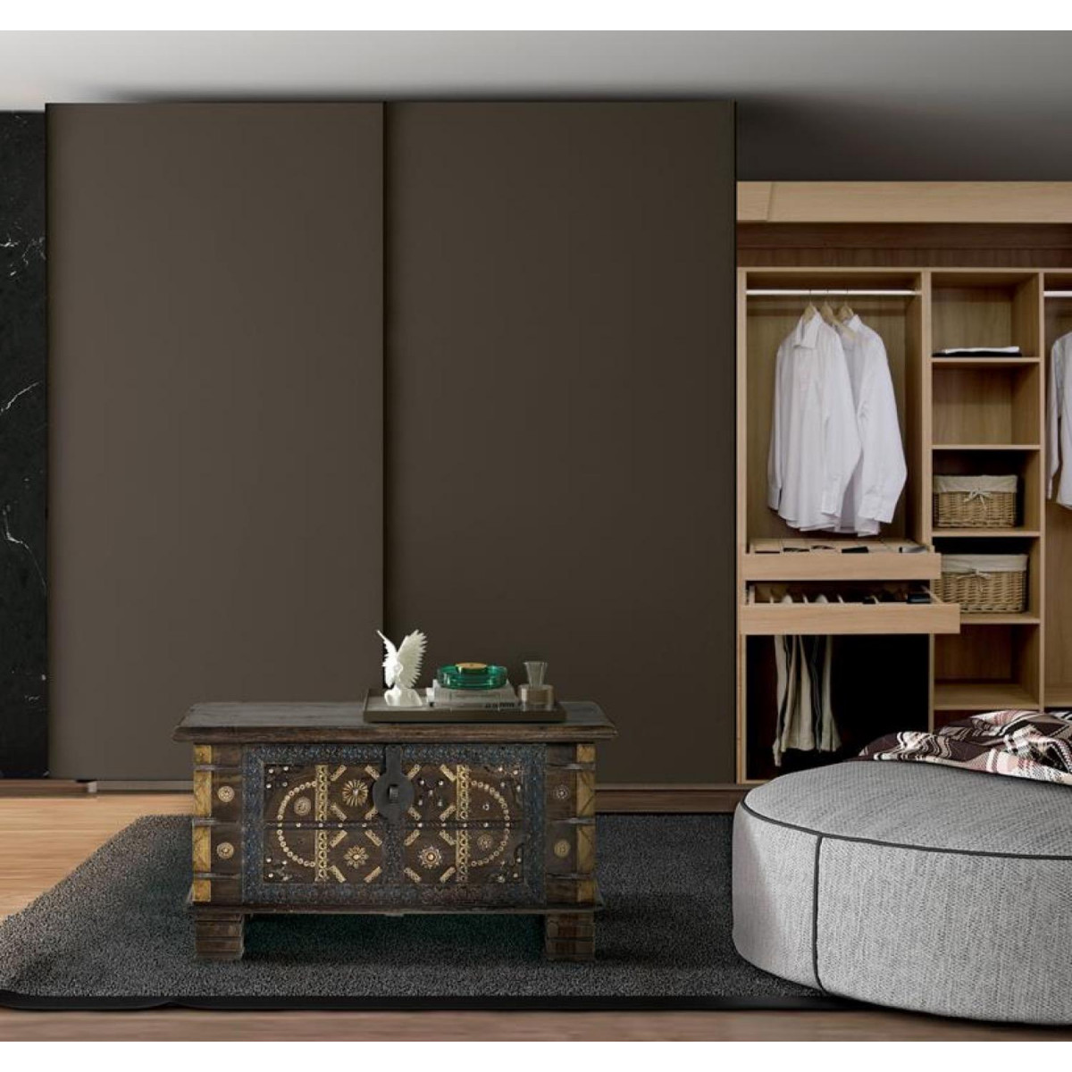Coffre bronze marron, DECORATION D’AUTREFOIS