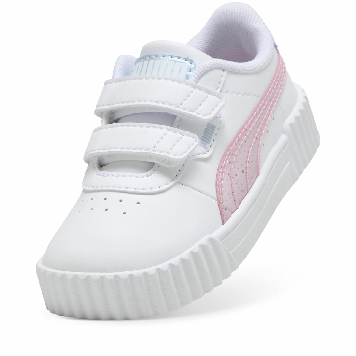 Kids Carina 3.0 Blurry Dreams Trainers in Leather white/pink, PUMA