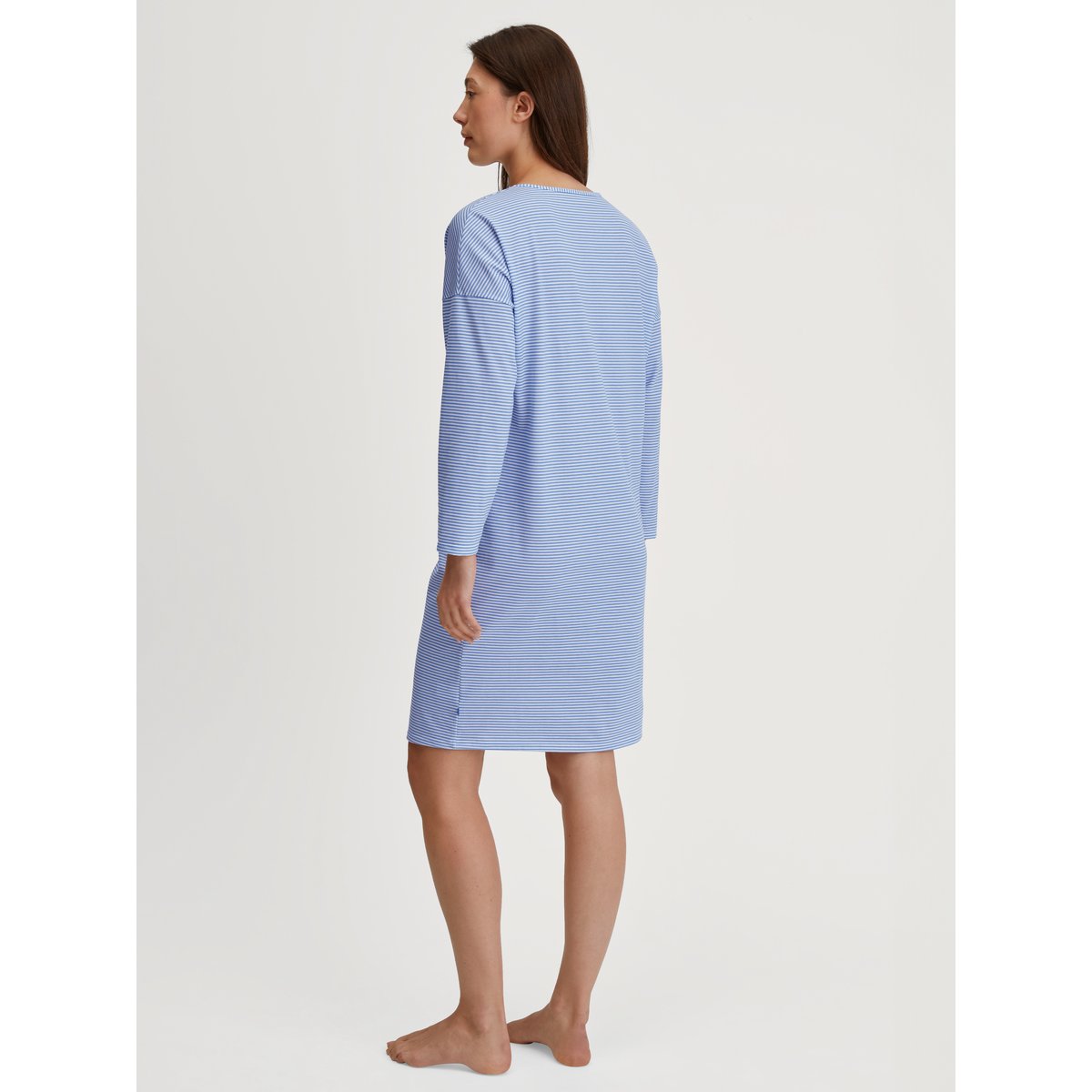 Chemise de nuit manches longues – Longueur 95 cm manches longues Coton LOVELY NIGHTS bleu hortensia, CALIDA