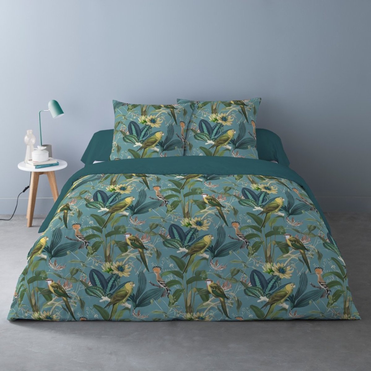 Housse de couette 240x220 AVALON + 2 taies Percale de coton vert, DECORATIE