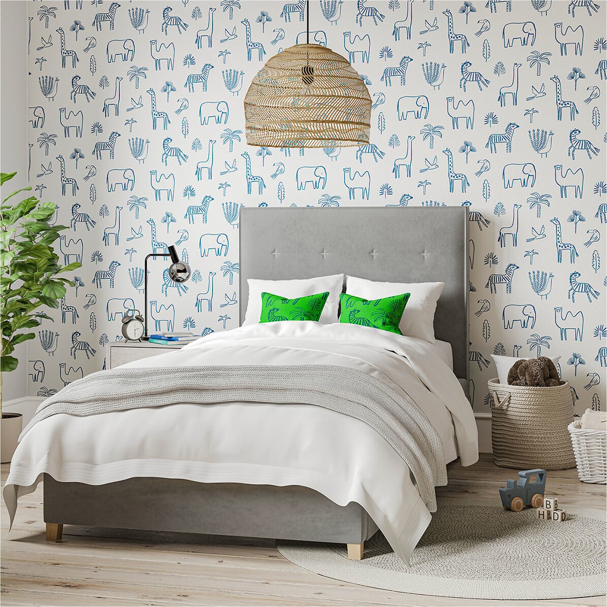 50x1000cm Funky Jungle Wallpaper Navy navy, HARLEQUIN