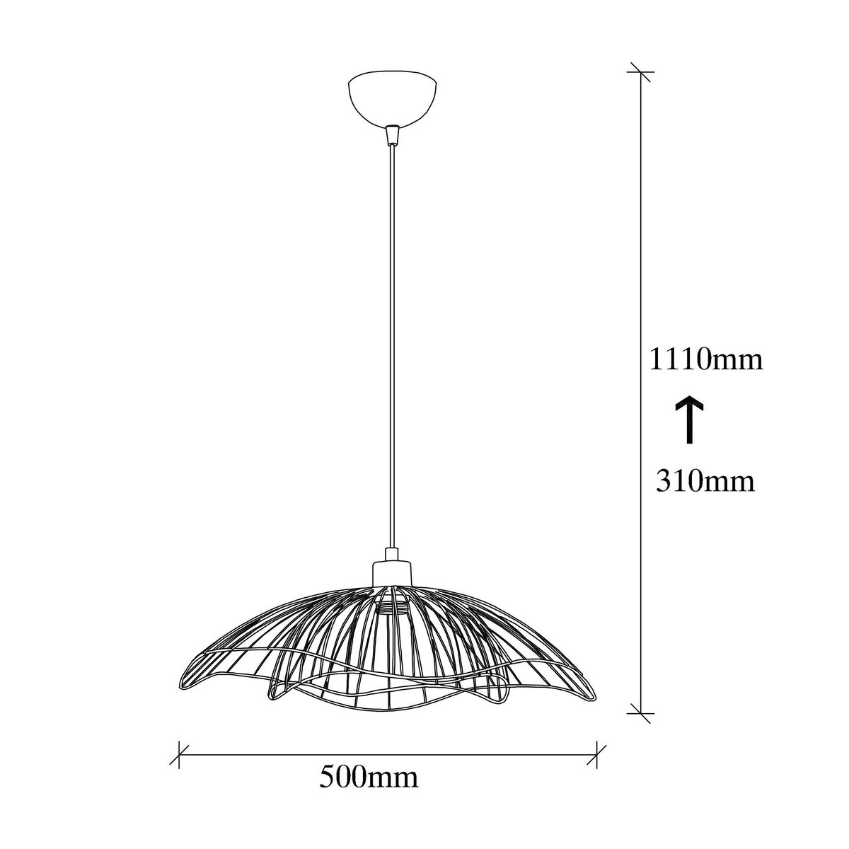 Suspension métal double fleur SINOP noir, PIER IMPORT