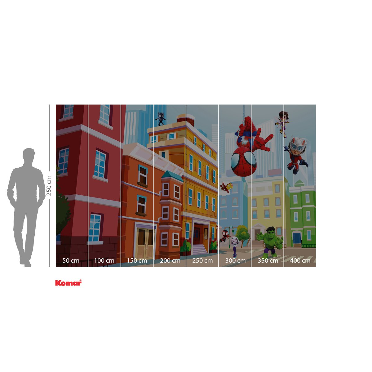 Papier peint Komar - Marvel Spidey and His Amazing Friends City - 400 x 250 cm multicolore, HEXOA