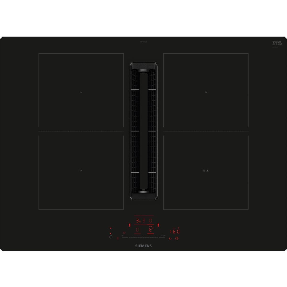 Plaque induction aspirante ED711HQ26E iQ500 combiZone couleur unique, SIEMENS