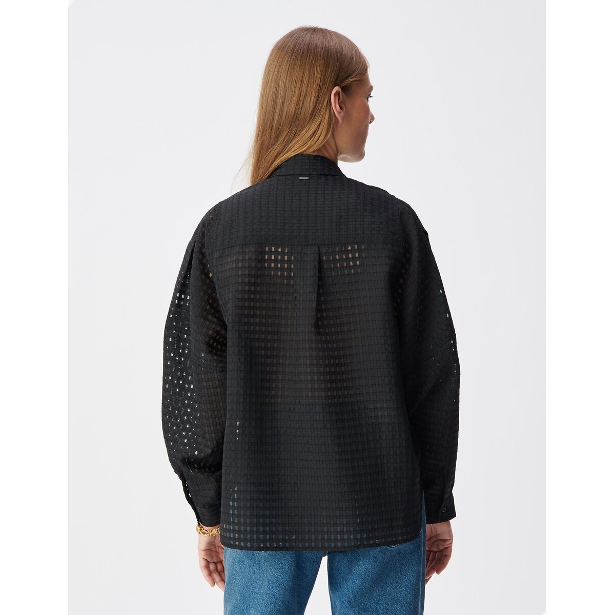 Chemise en dentelle manches longues noir, IKKS