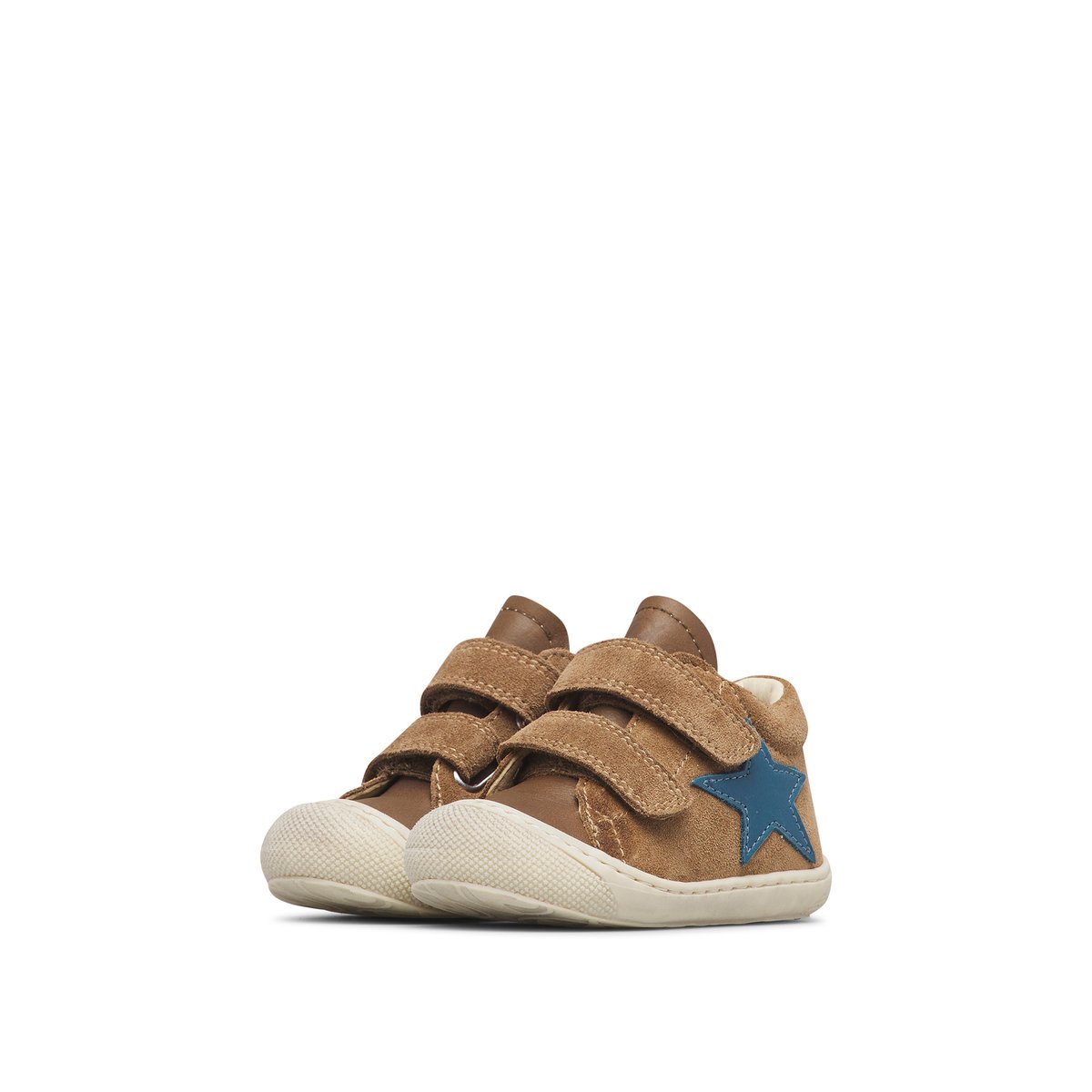 Chaussures premiers pas en cuir et suède KOLDE VL marron-marine, NATURINO