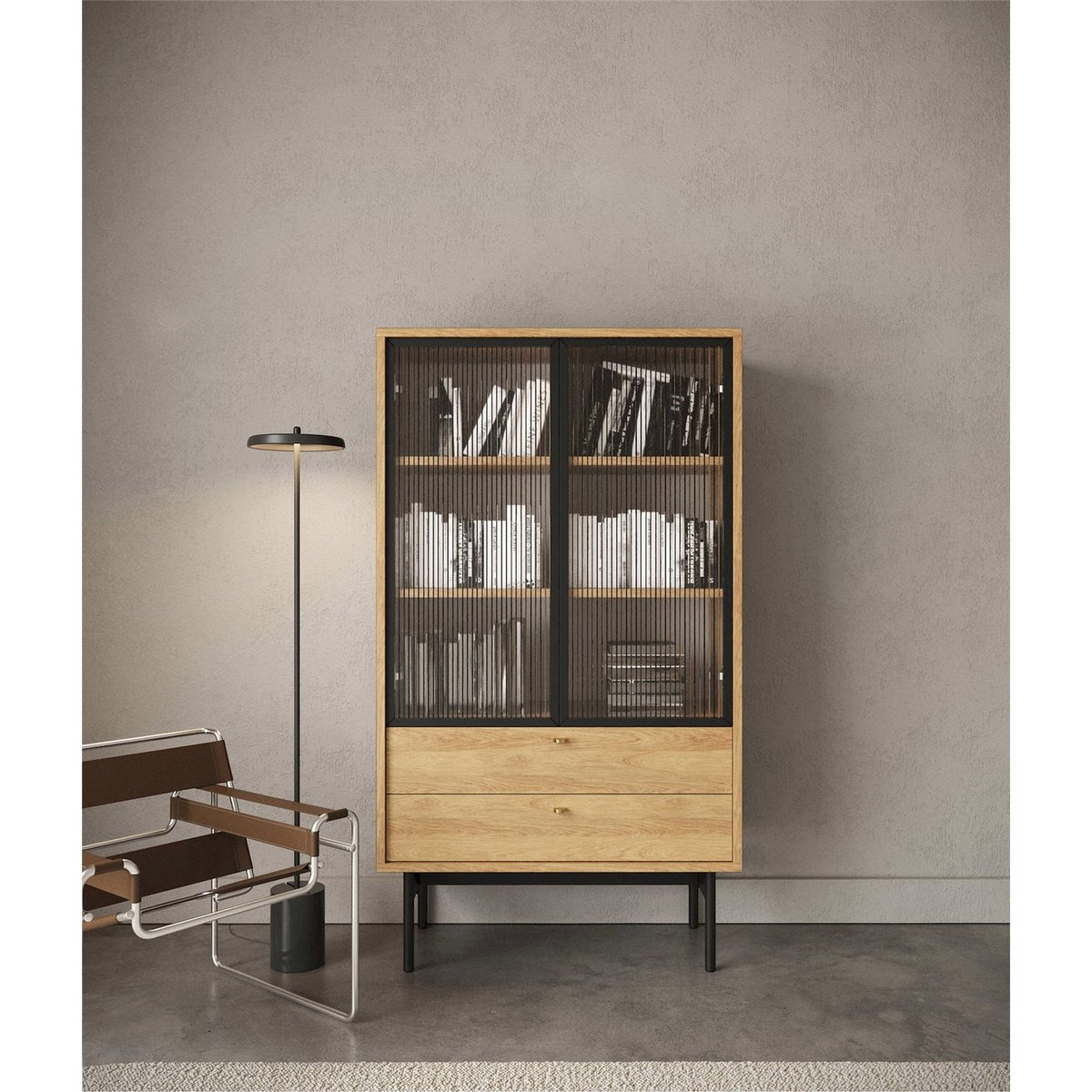 Vitrine basse bois collection OLAR bois clair, RECOLLECTION