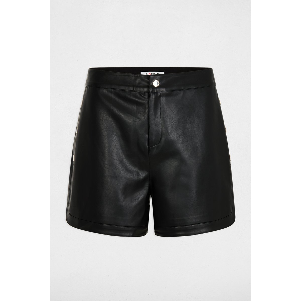 Short droit simili cuir noir, MORGAN