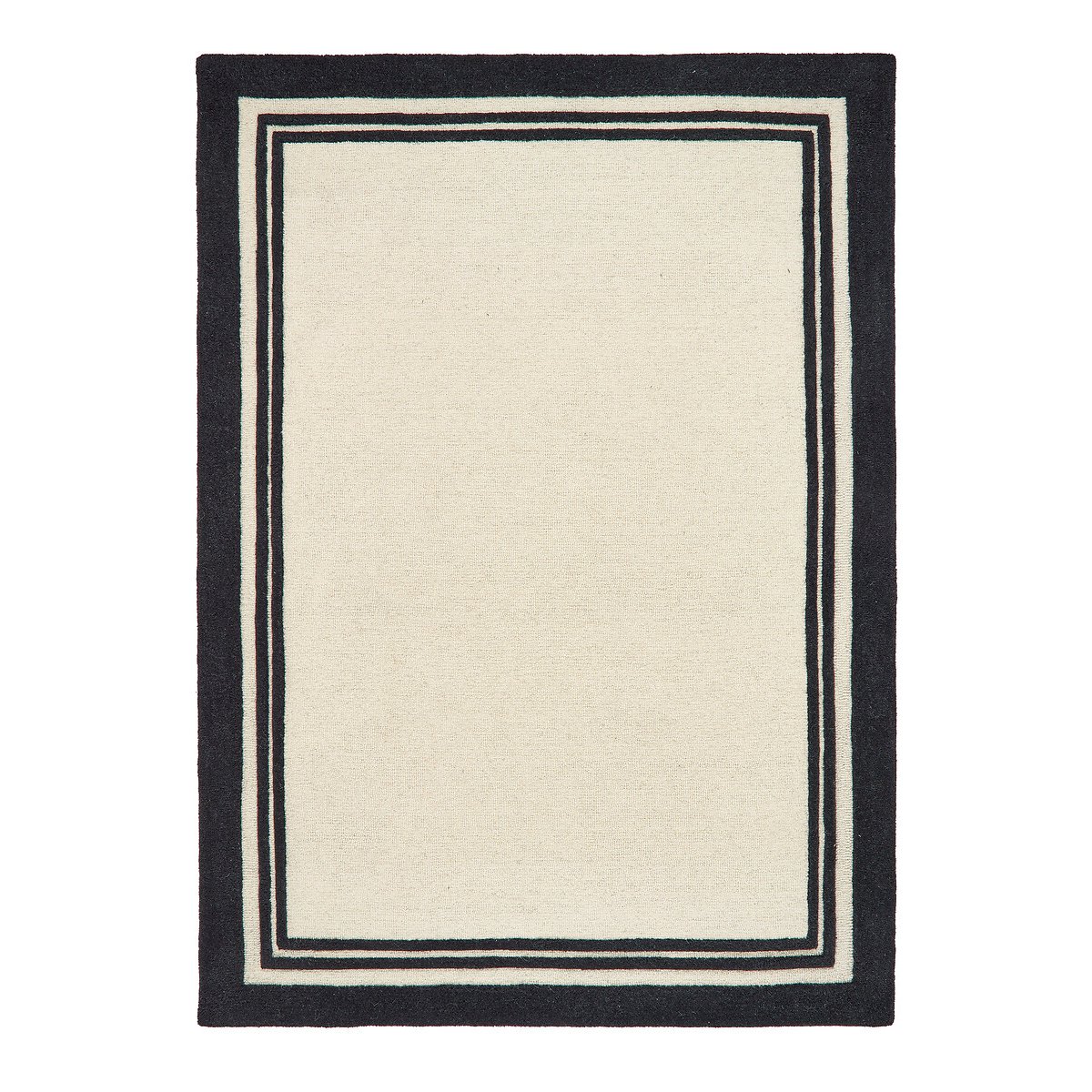 Monochrome Double Border Rug in 100% Wool black/white, SO'HOME