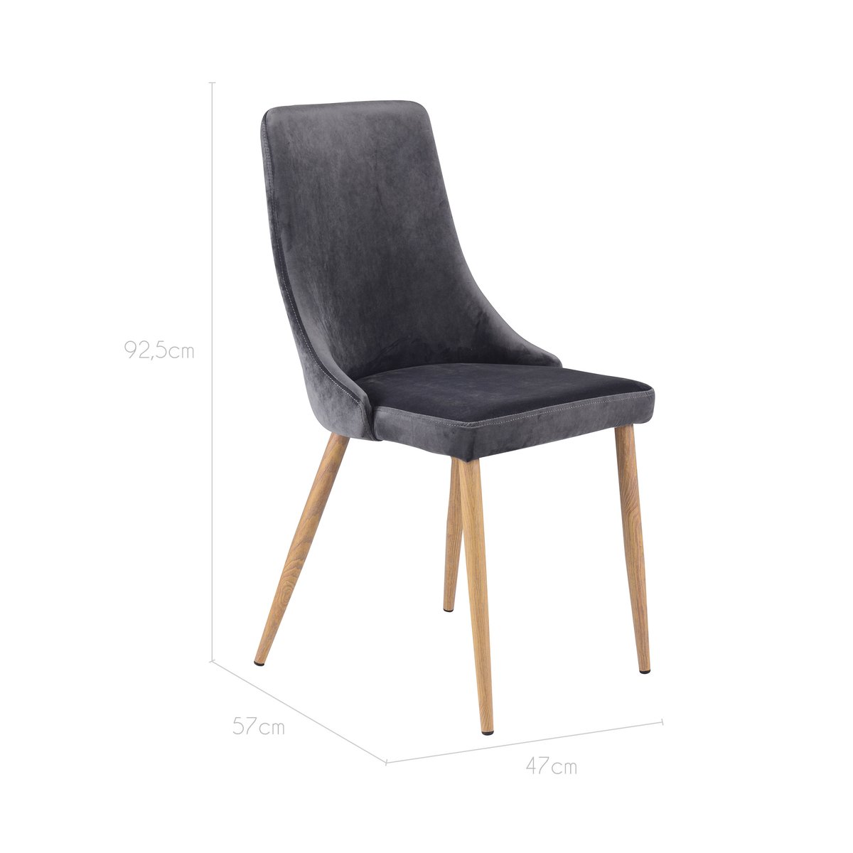 Lot de 2 chaises en velours - VINNI vert et pieds en métal imitation bois foncé, MAISON PAVANE
