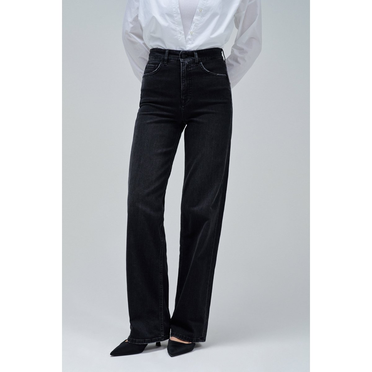 JEAN FAITH PUSH IN WIDE noir, SALSA JEANS