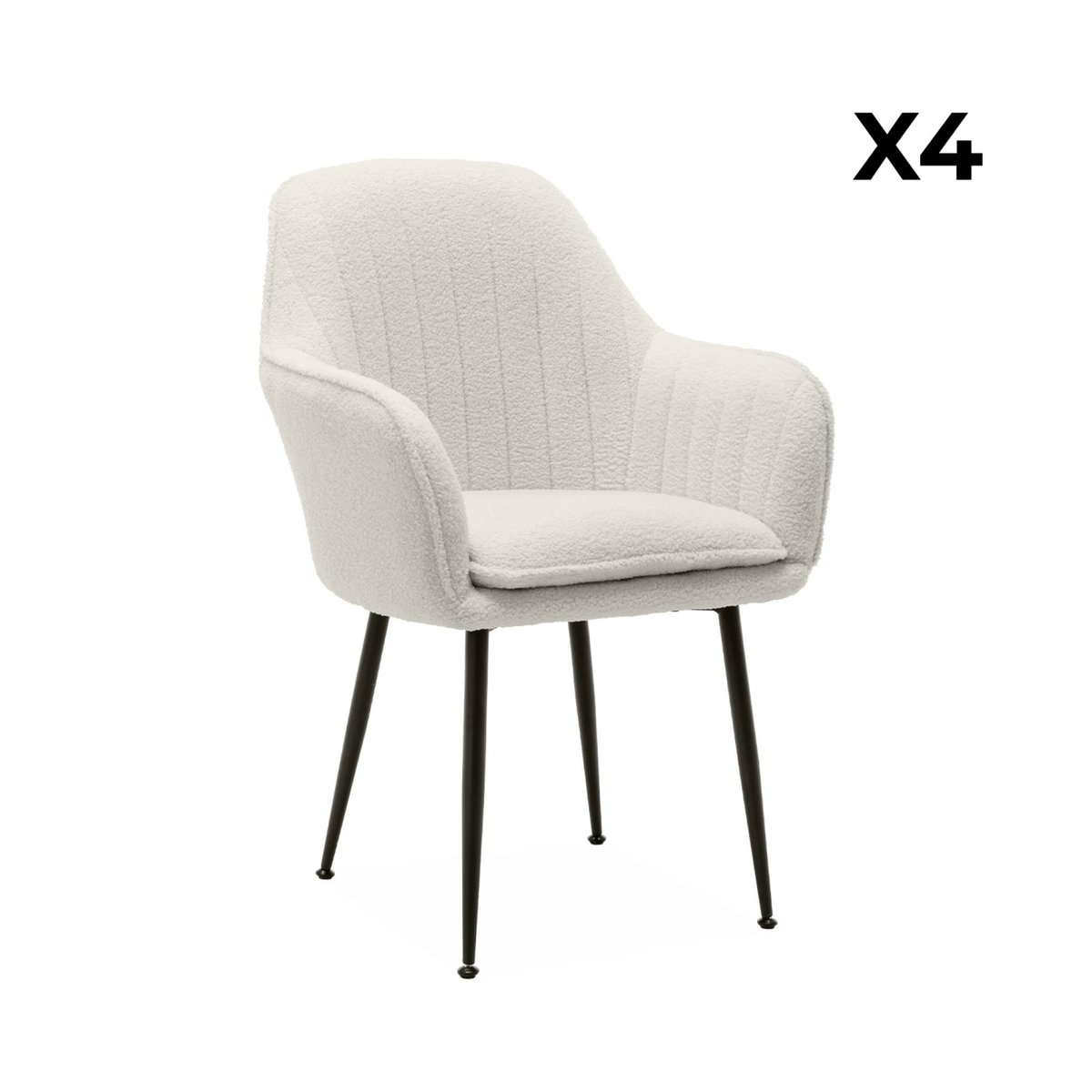 Fauteuil bouclette et pieds métal (lot de 4) SHELLA bouclette blanche, SWEEEK