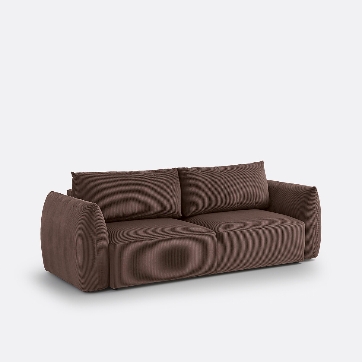 Sofá cama 3 plazas aterciopelado, Edith chocolate, LA REDOUTE INTERIEURS
