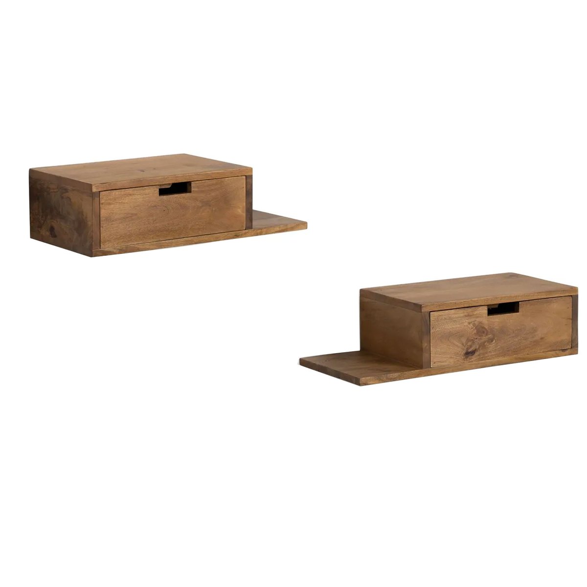 Set de 2 tables de chevet murales en bois de manguier 55x25x15cm bois, WADIGA
