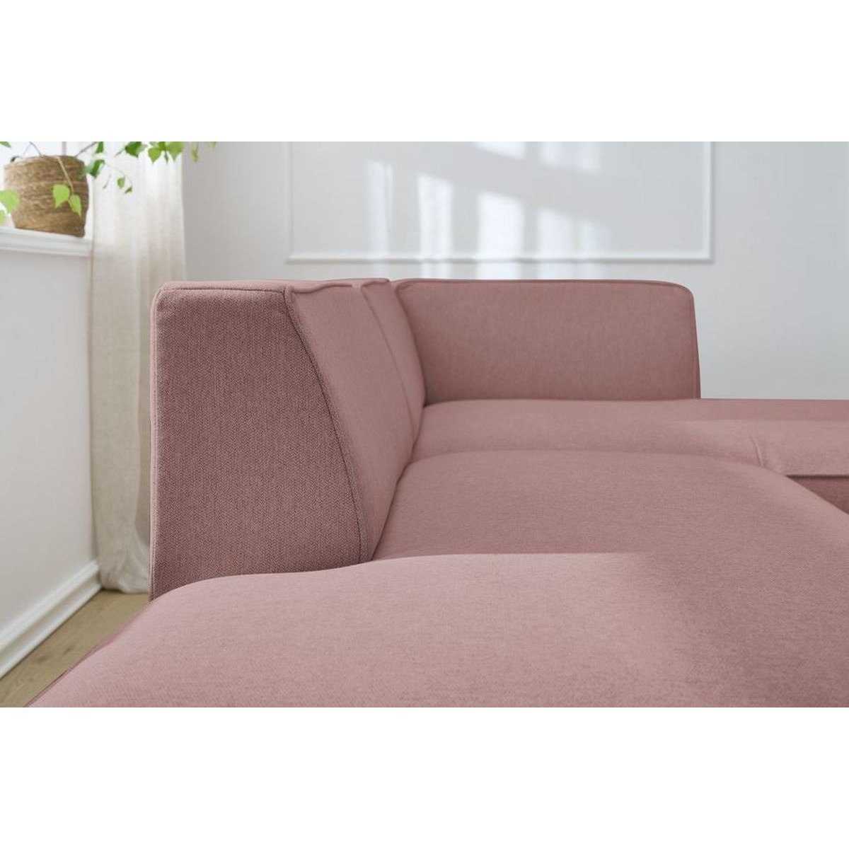 Canapé modulable 4 places en tissu chiné, MEGEVE rose, BOBOCHIC