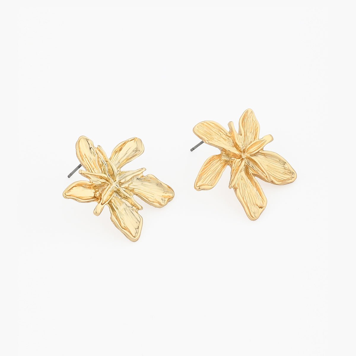 Boucles d'oreilles fleurs texturées dorées doré, BALABOOSTE