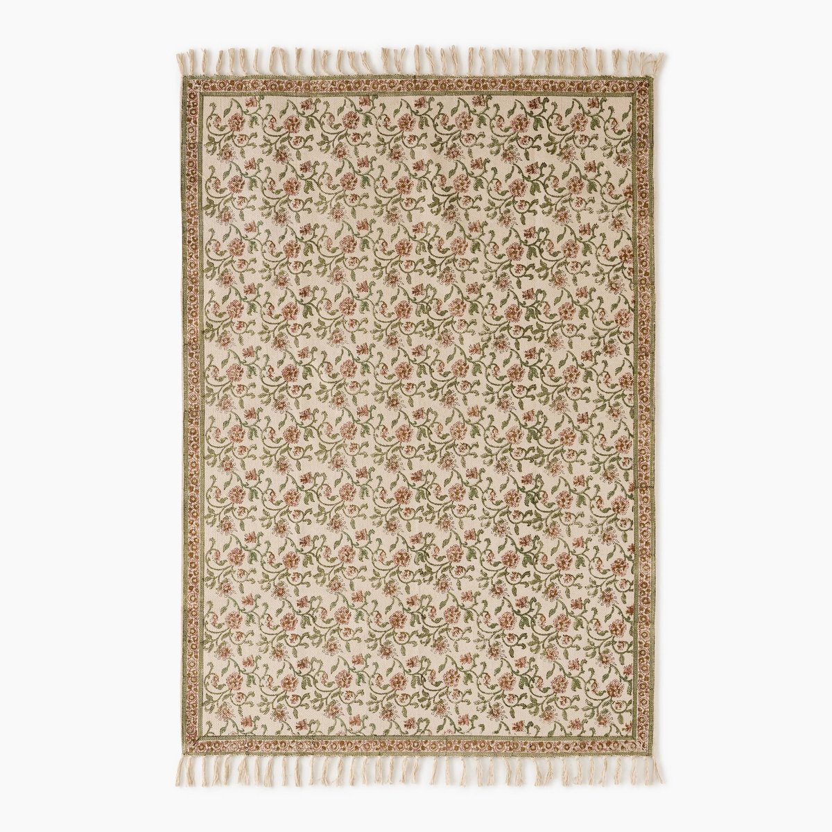 Tapis blockprint, 100% coton marmelade, MONOPRIX