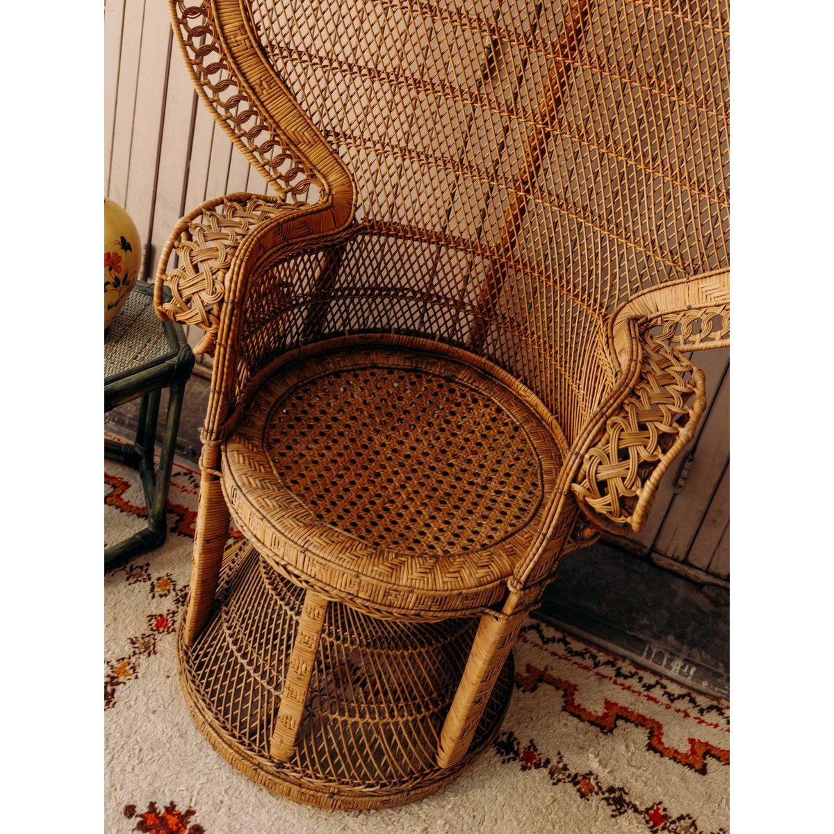 Fauteuil en rotin élégant et grandiose Emmanuel N°28 - Bon état bois clair, DEBONGOUT