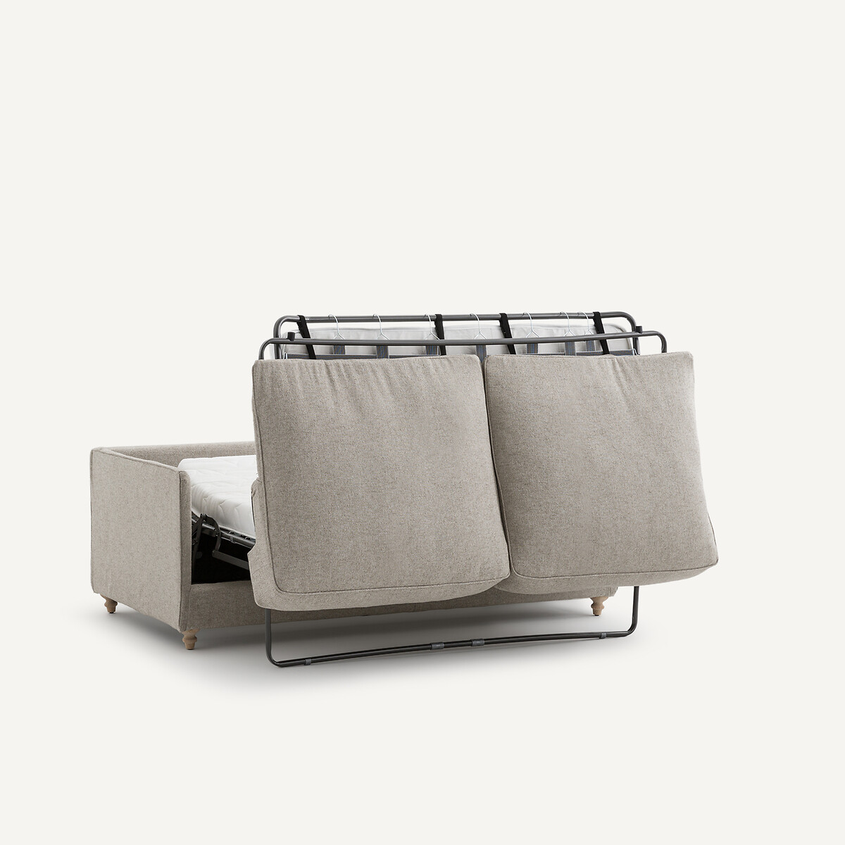 Canapé compact convertible en texturé viscose et lin, LAZARE naturel, AM.PM