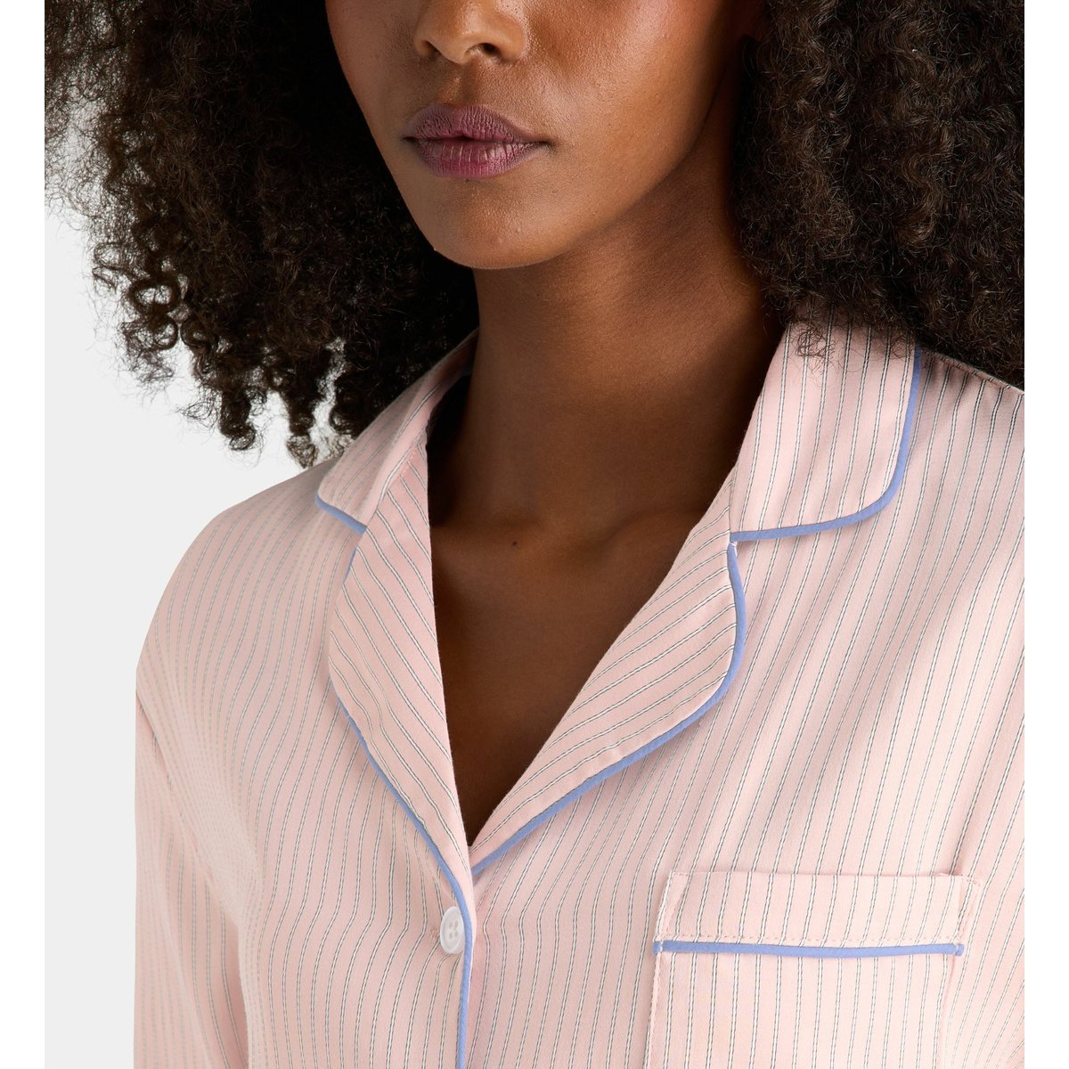 Pyjama zero à manches longues en coton à motif rayé rose, GALERIES LAFAYETTE