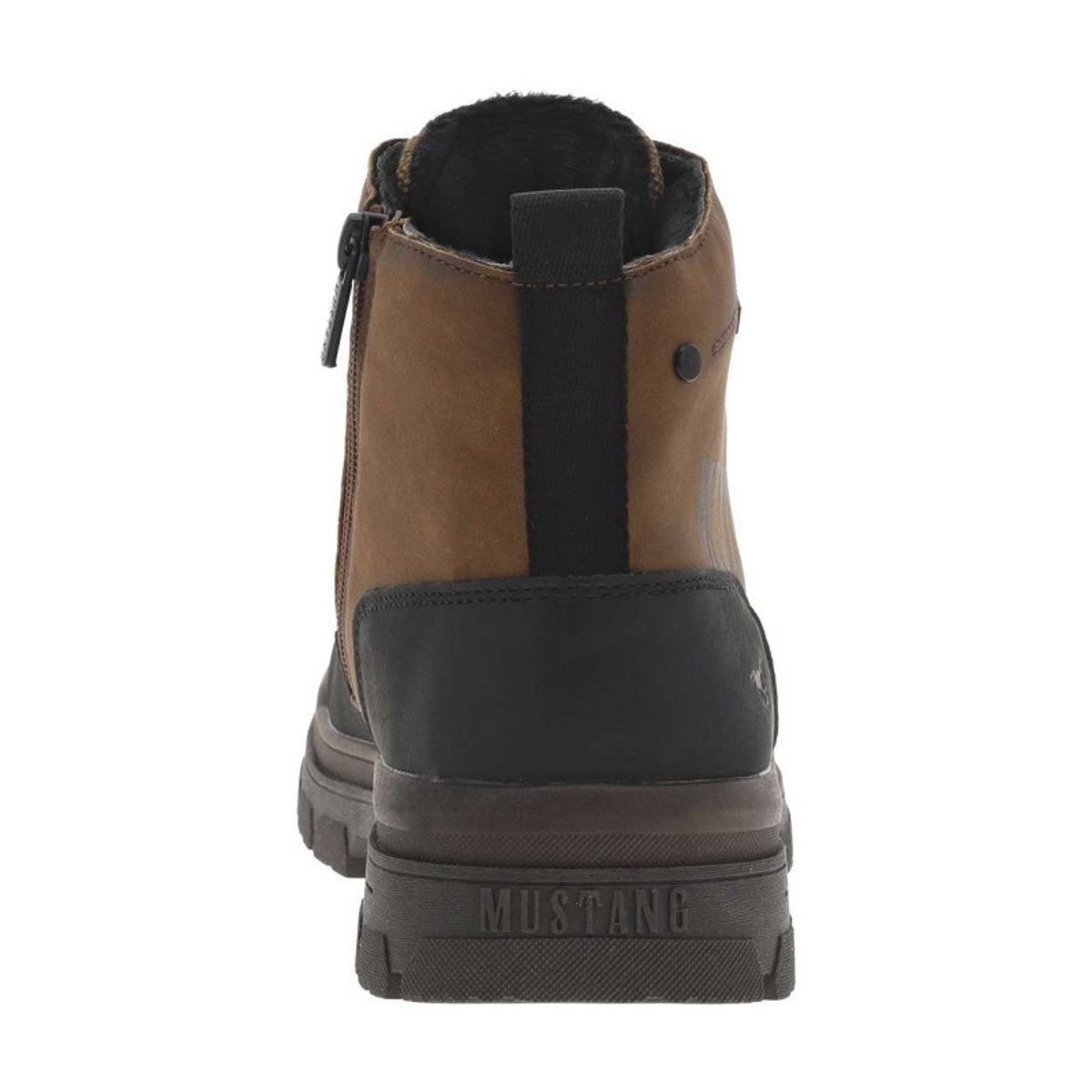 Bottines cognac à talon plat avec un logo imprimé sur le côté cognac, MUSTANG