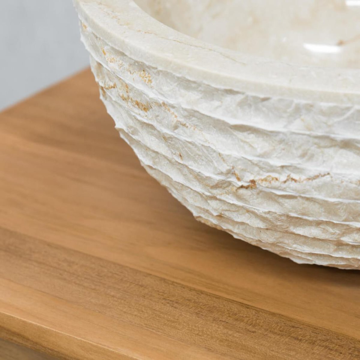 Vasque en pierre ronde à poser 35cm VÉSUVE crème, WANDA COLLECTION