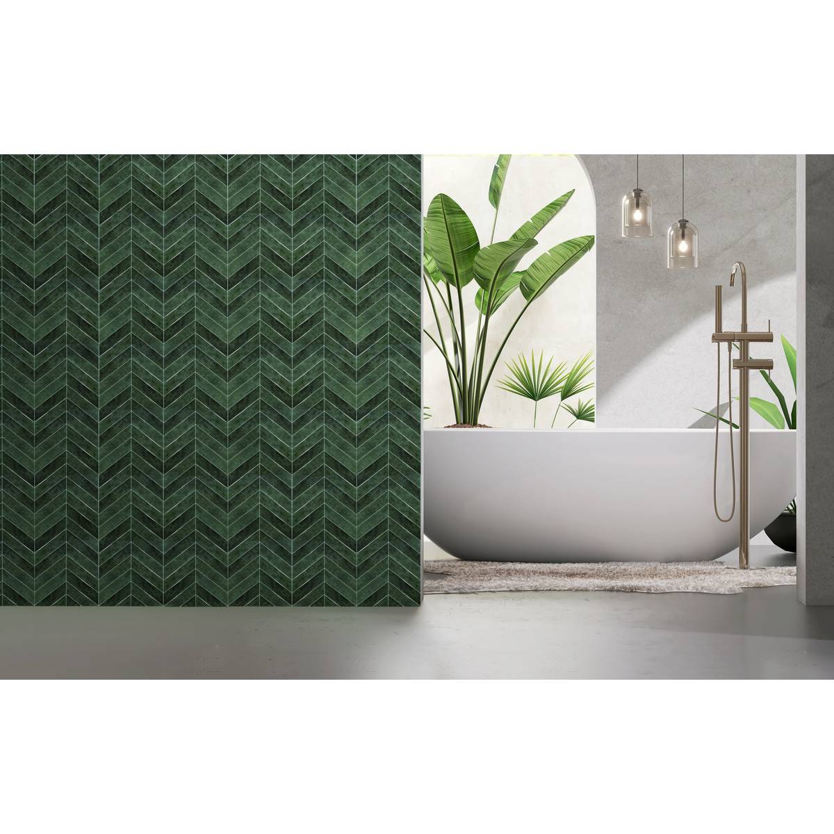 Lot de 2 stickers muraux chevrons CARO vert, ATMOSPHERA