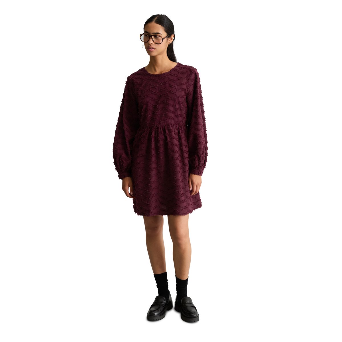 Robe relaxed en fil de coton Coupé dunkelrot, MARC O’POLO DENIM