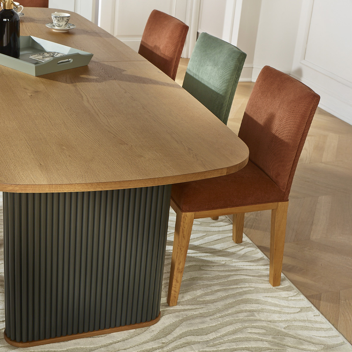 Table rectangulaire en chêne 10 couverts JOEL gris, ROBIN DES BOIS