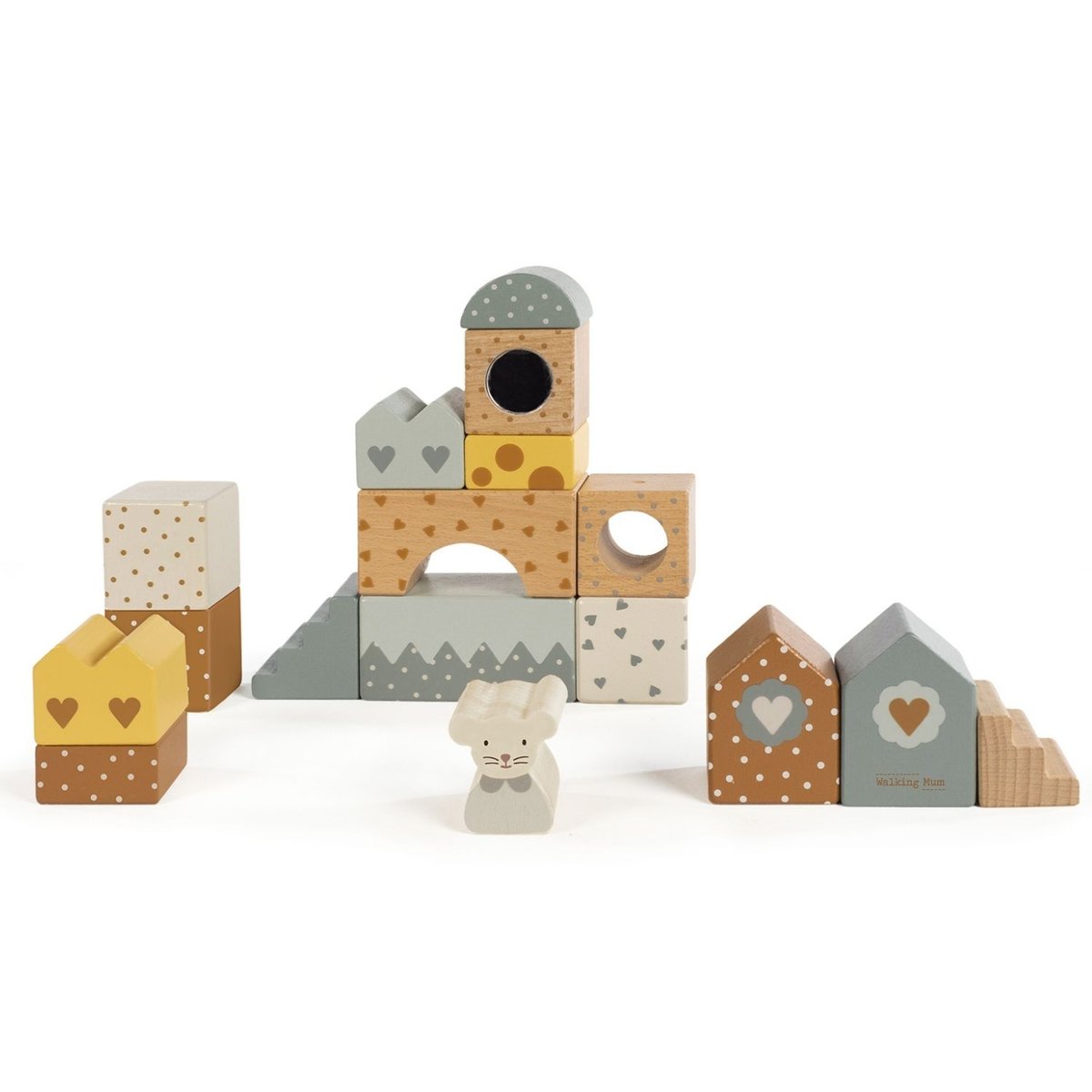 Blocs de construction en bois Poppy vert, jaune, WALKING MUM