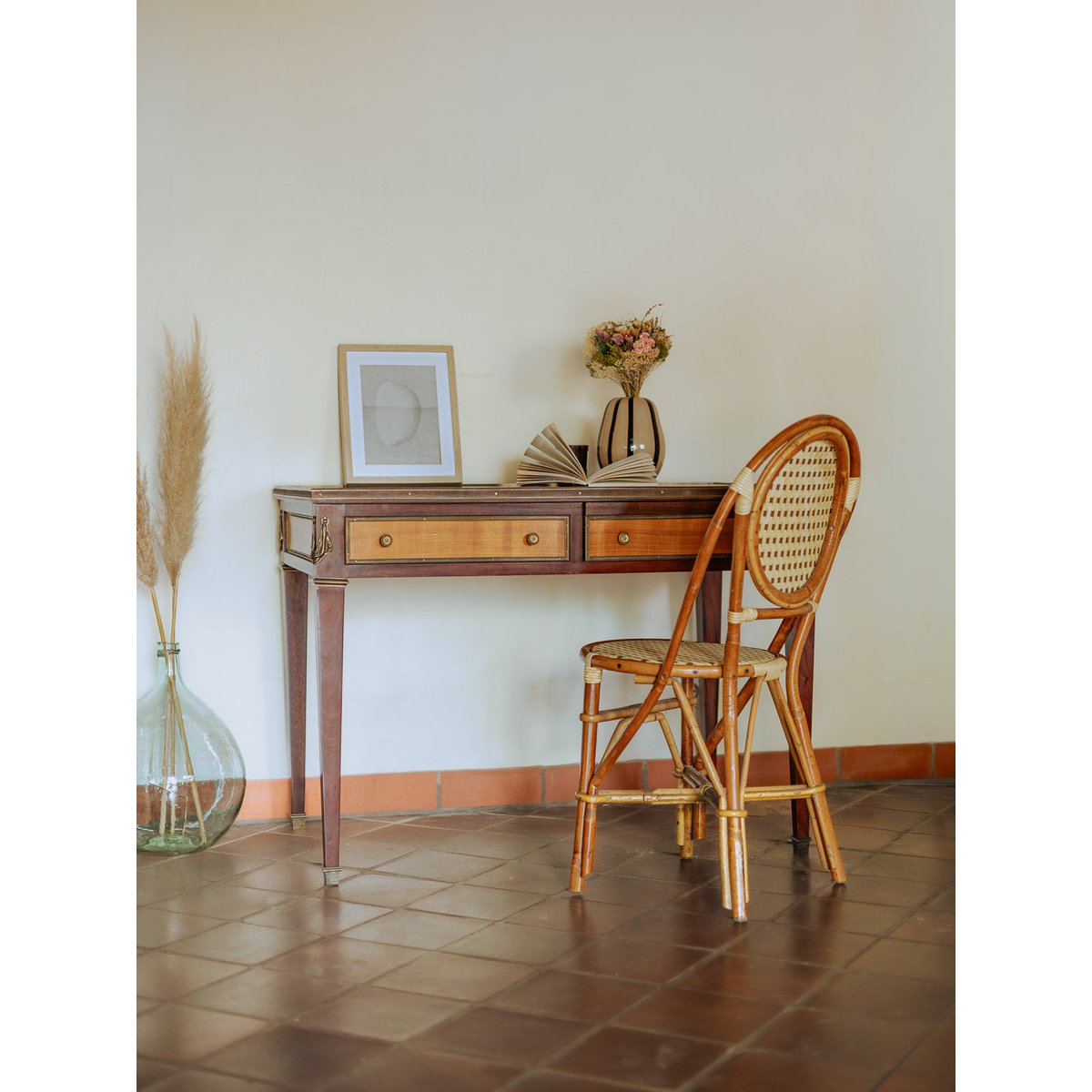 Bureau en bois style directoire au plateau amovible Edouard N°1028 - Bon état bois clair, DEBONGOUT