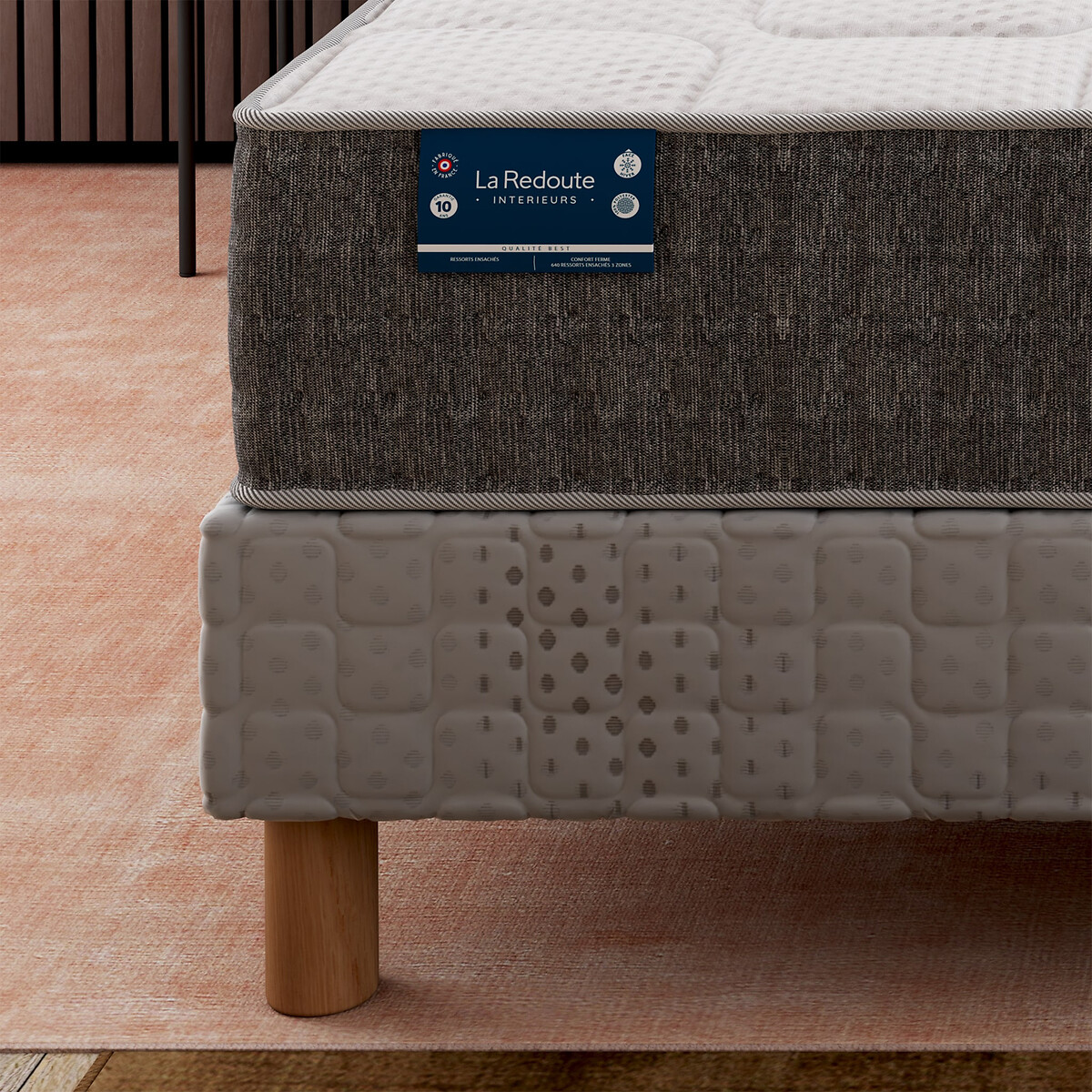 Matelas 640 ressorts, 3 zones, soutien ferme, accueil moelleux blanc/gris, LA REDOUTE INTERIEURS