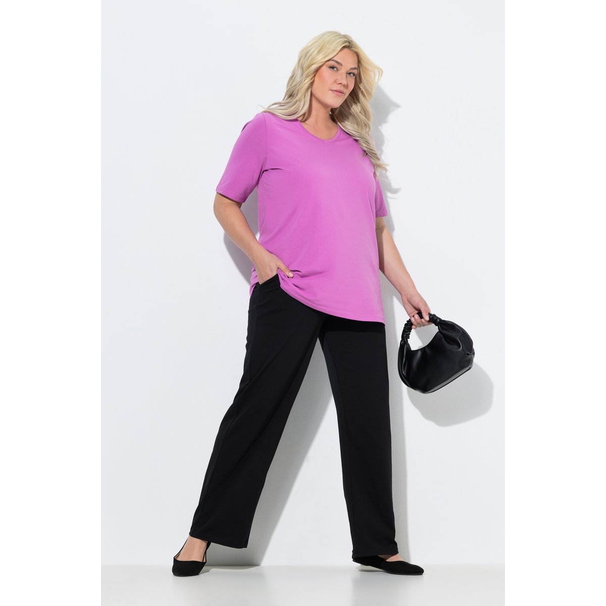 Pantalon en jersey avec jambes droites et noir, ULLA POPKEN