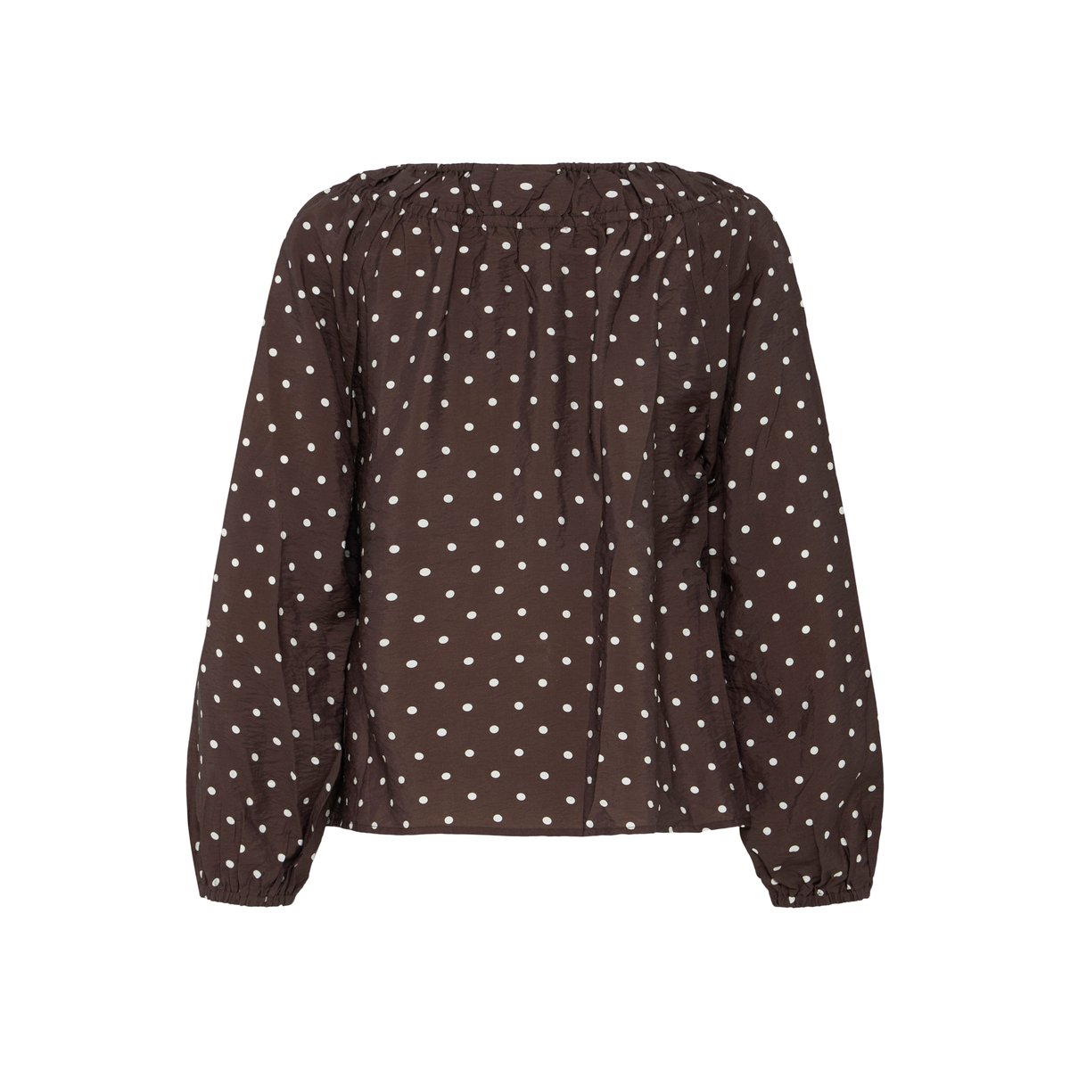 Blouse à manches longues marron coffee bean/birch dot, ICHI