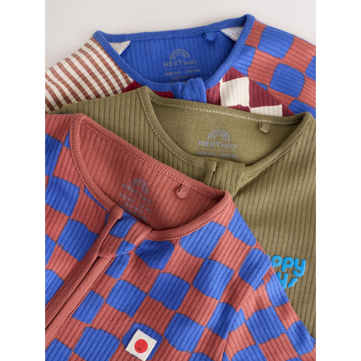 Dors-bien à zip double sens bébé, lot de 3 multi damier, NEXT