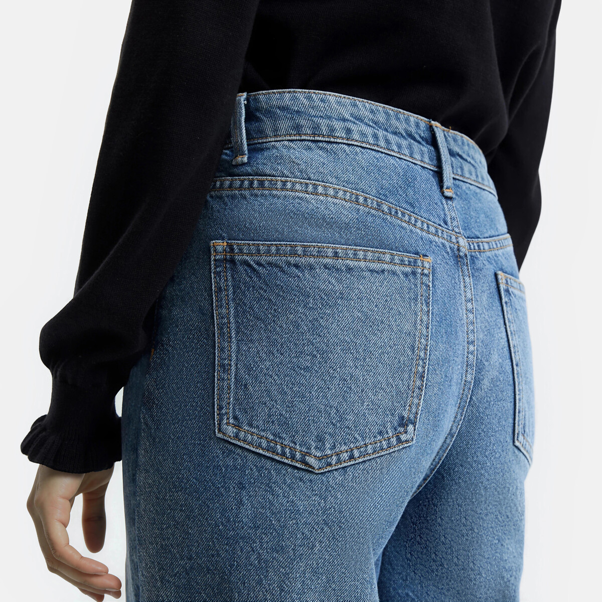 Jeans mom in cotone bio, Signature PAULINE blu stone, LA REDOUTE COLLECTIONS