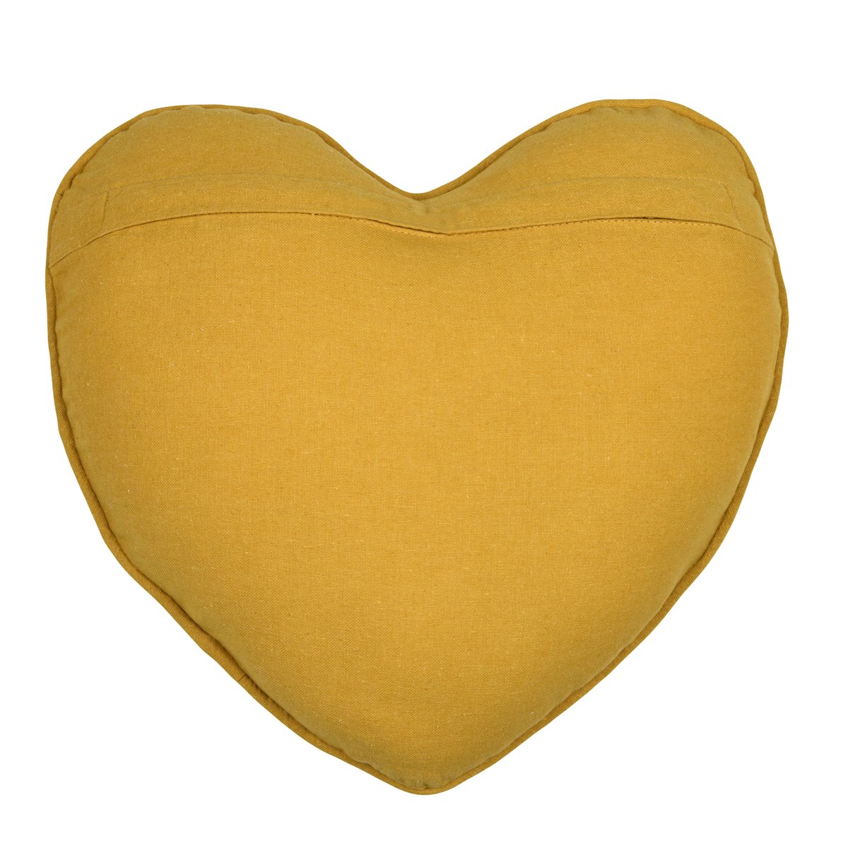 Coussin en forme de cœur à motif végétal jaune moutarde, LOVELY CASA