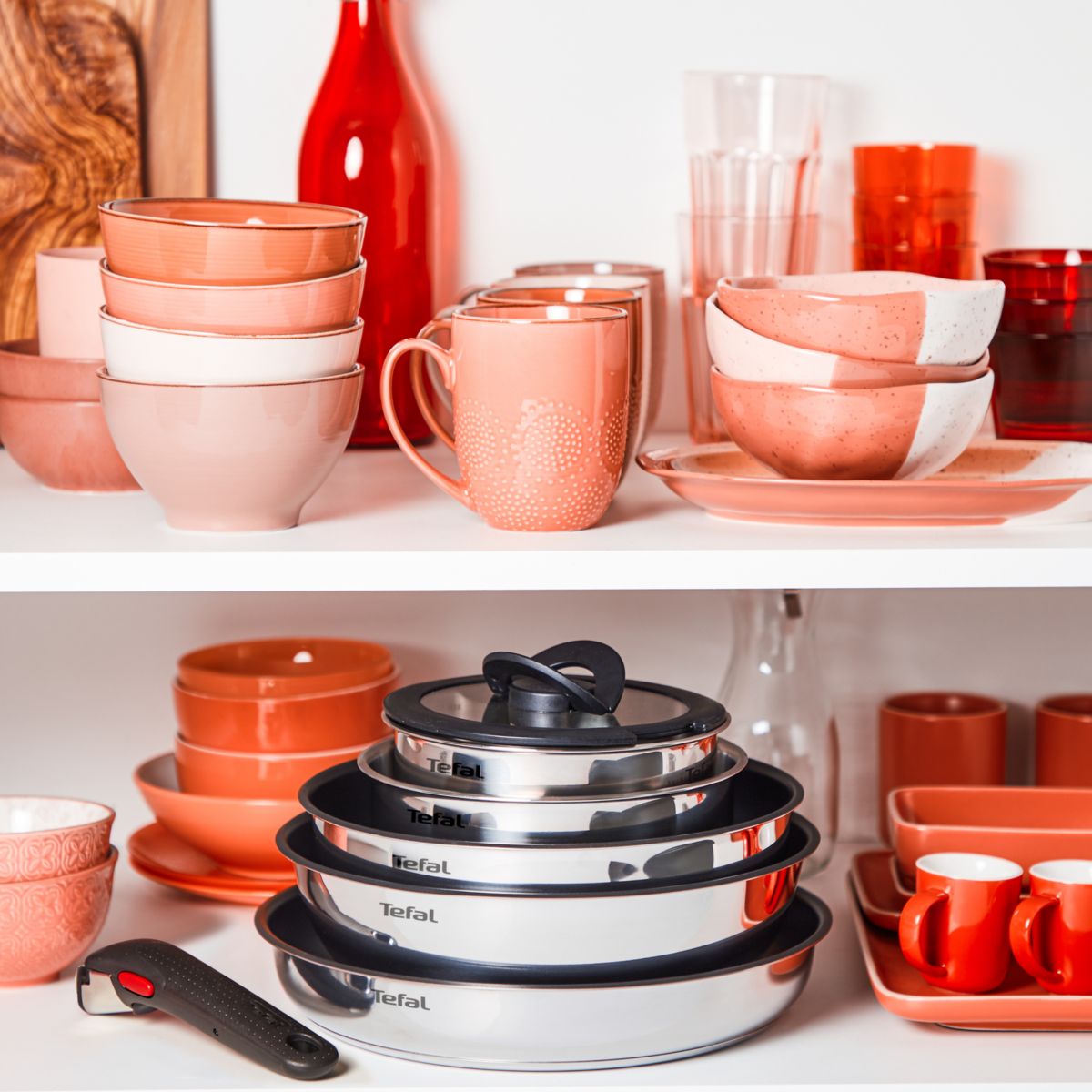 Batterie de cuisine 3 casseroles avec 1 poignée couleur unique, TEFAL