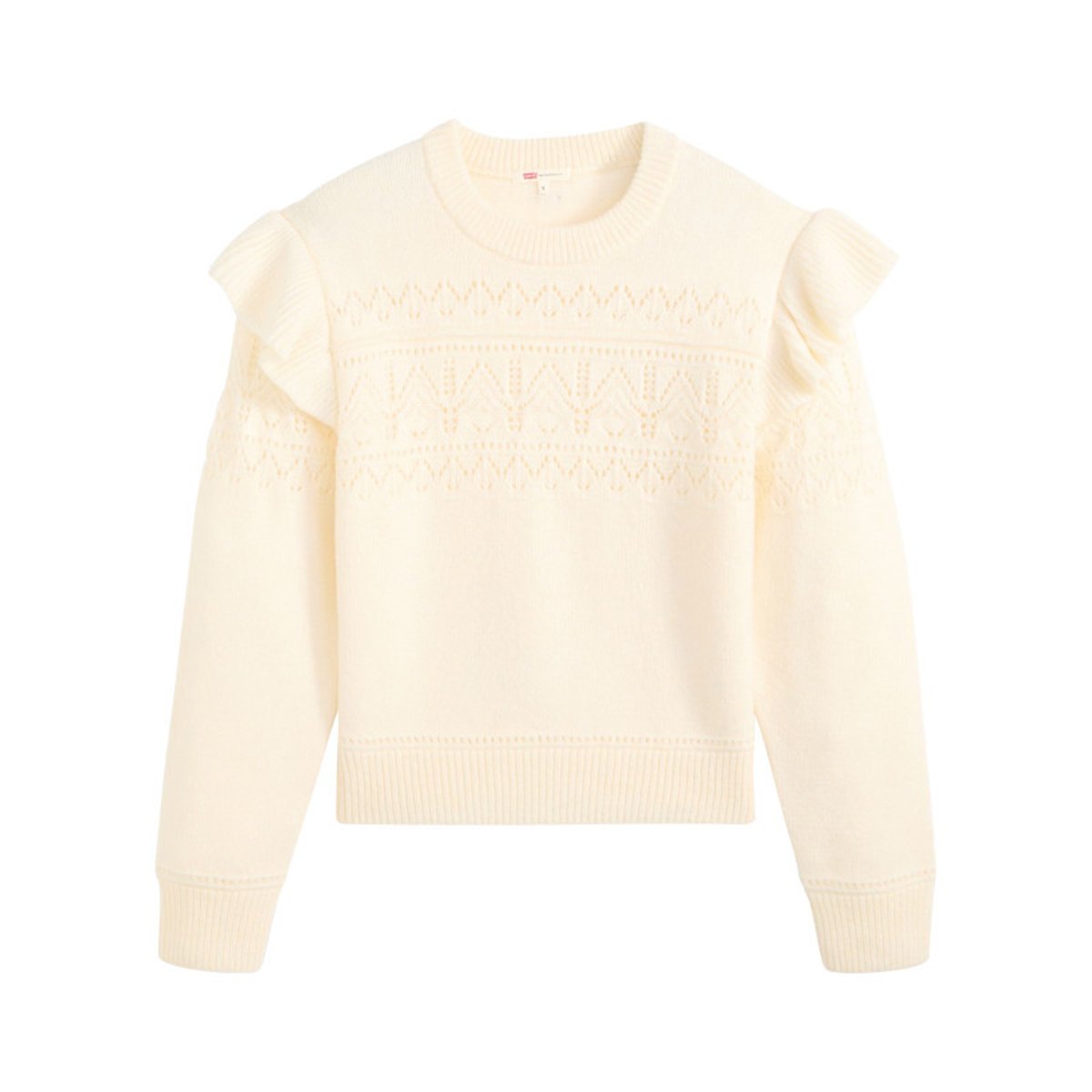 Pull FEMME Levi's® avec manches longues et col rond écru maille ajourée écru, LEVI'S