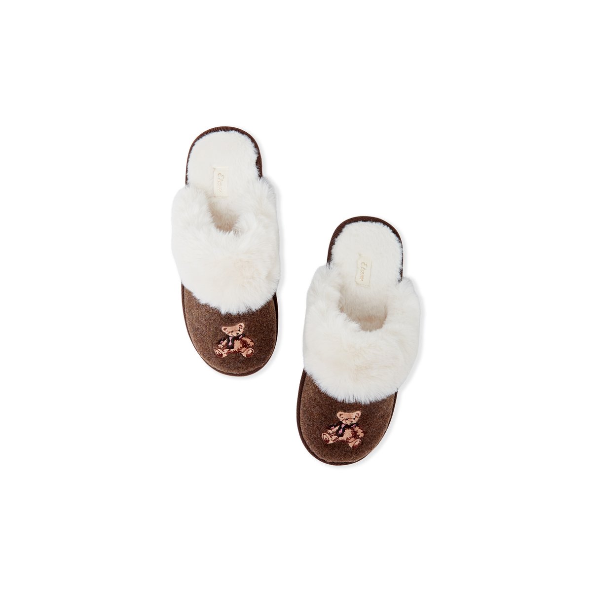 Chaussons mules avec motif ourson HYPSOS taupe, ETAM