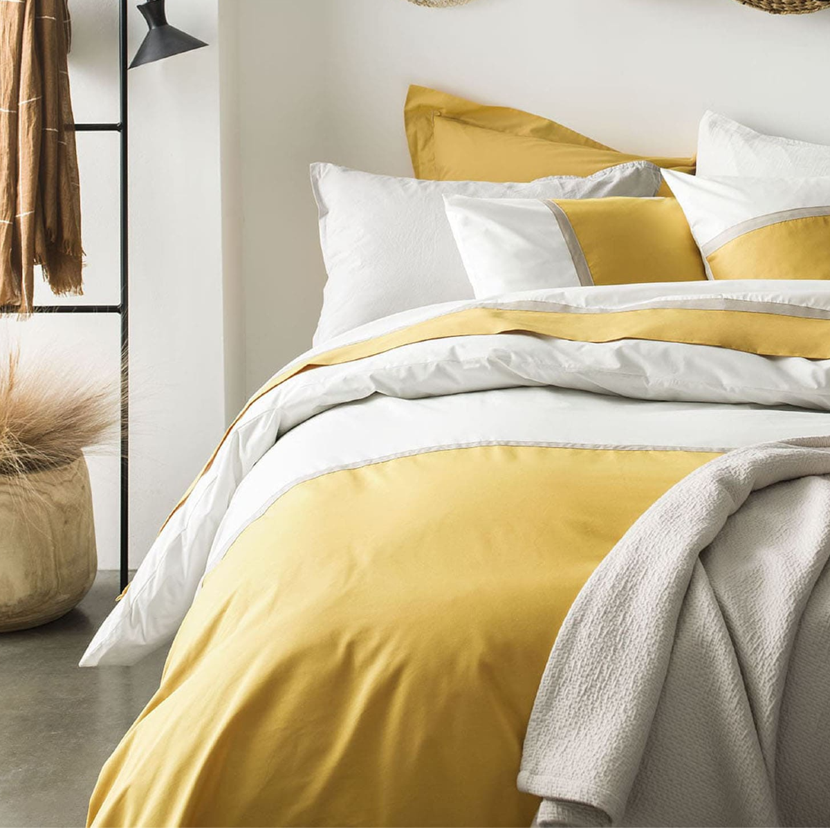 Housse de couette unie en percale de coton, TOI ET MOI SAHARA blanc sahara/blanc, ESSIX